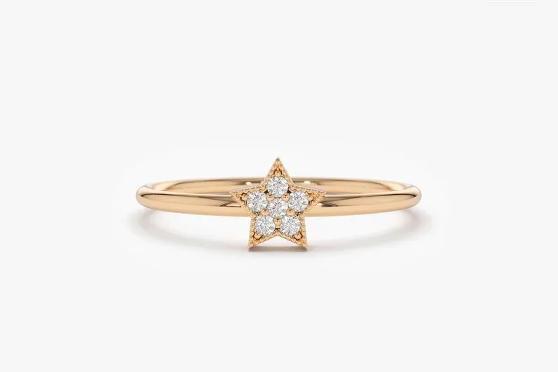 0.05CTW Star Shaped Lab Grown Diamond Engagement Ring