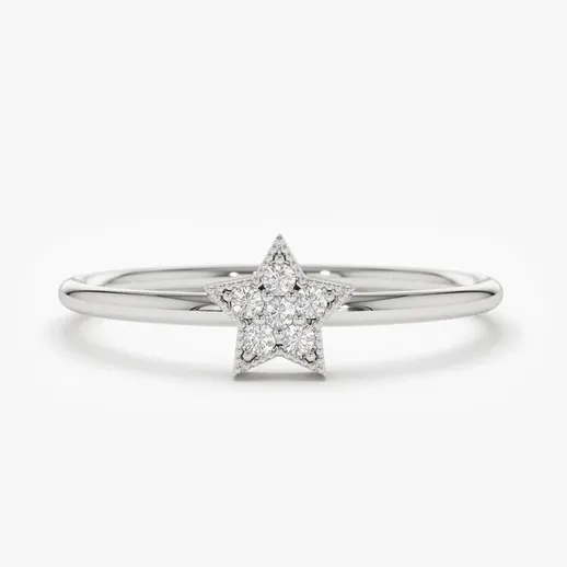 0.05CTW Star Shaped Lab Grown Diamond Engagement Ring