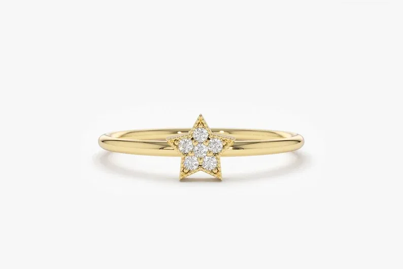 0.05CTW Star Shaped Lab Grown Diamond Engagement Ring