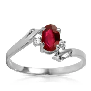 0.46 Carat 14K Solid White Gold Rings Natural Diamond Ruby