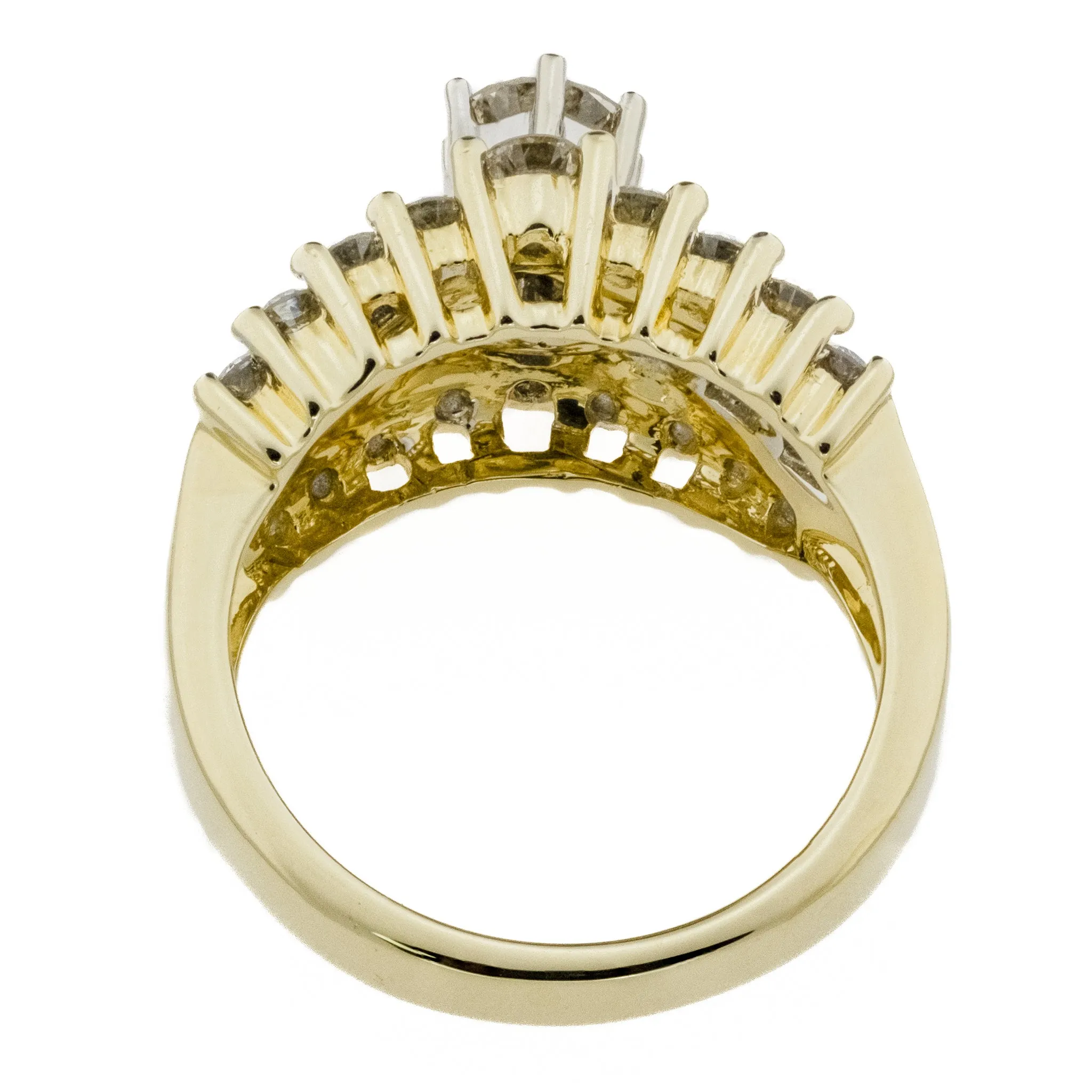 0.56ct Round Brilliant Diamond & Accented Diamond Engagement Ring in 14K Yellow Gold - Size 7.25