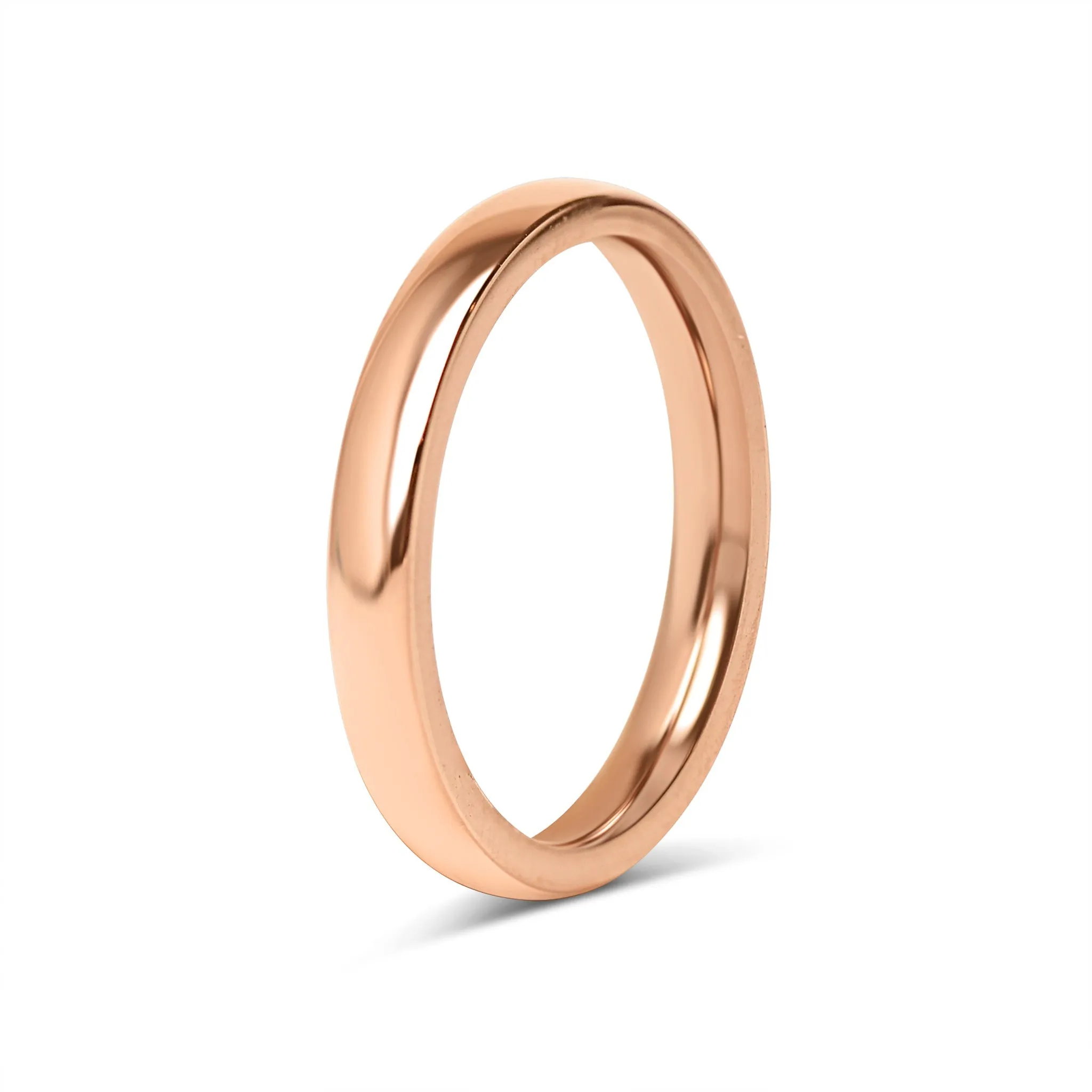 10 Pack - 3mm Size 6 Rose Gold Rounded Stainless Steel Blank Rings / CFR7008