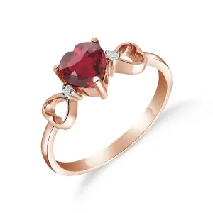 1.01 Carat 14K Solid Rose Gold Tri Heart Ruby Diamond Ring