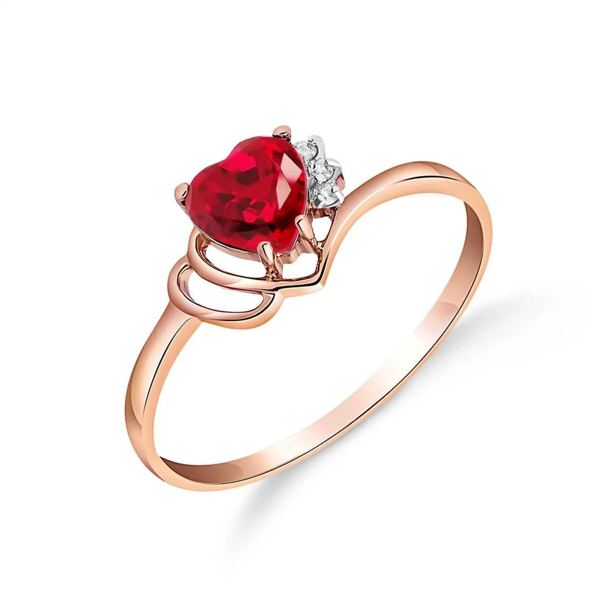 1.02 Carat 14K Solid Rose Gold Brilliance Ruby Diamond Ring