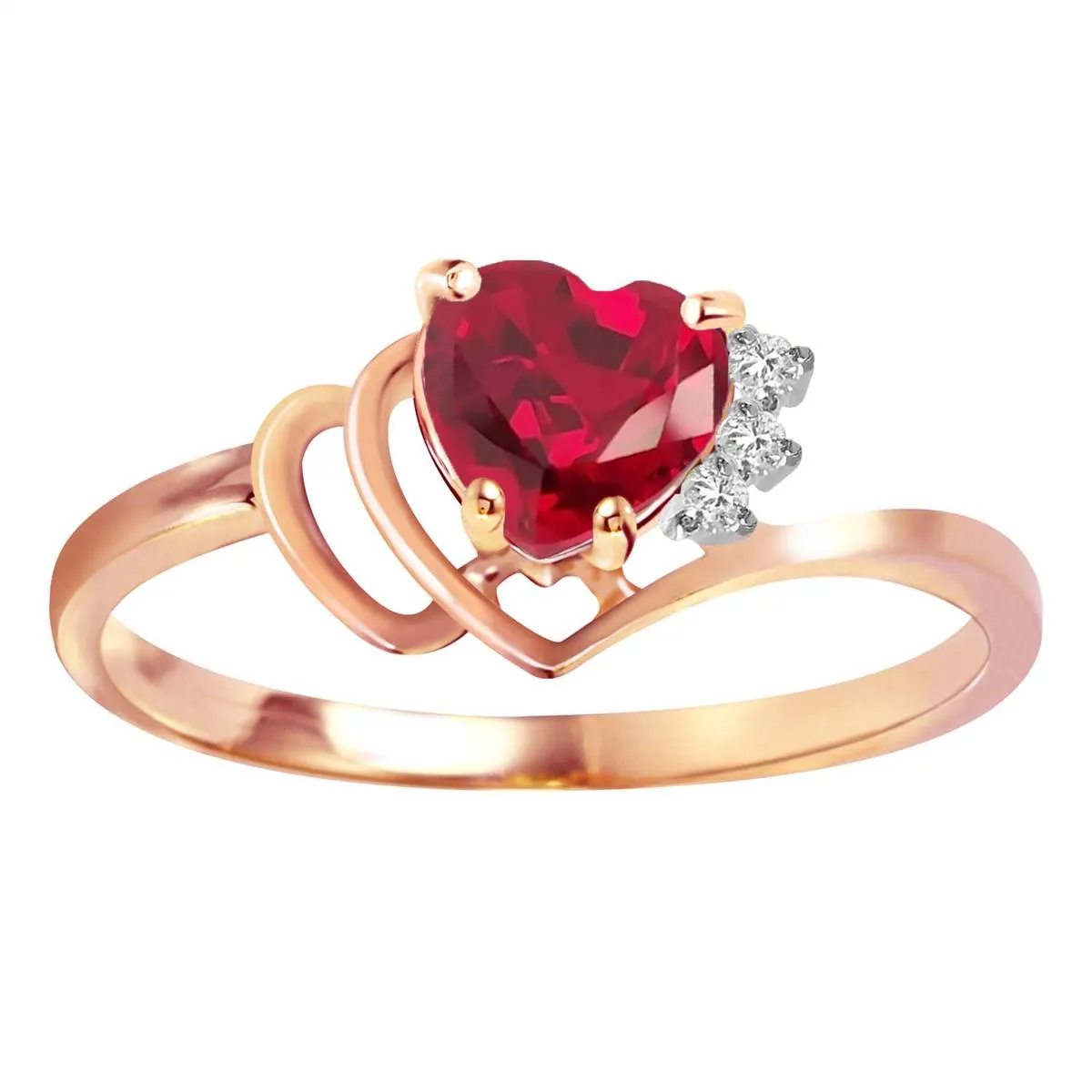 1.02 Carat 14K Solid Rose Gold Brilliance Ruby Diamond Ring