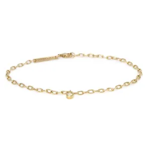 14k Gold Oval Link Chain Bracelet With Diamond