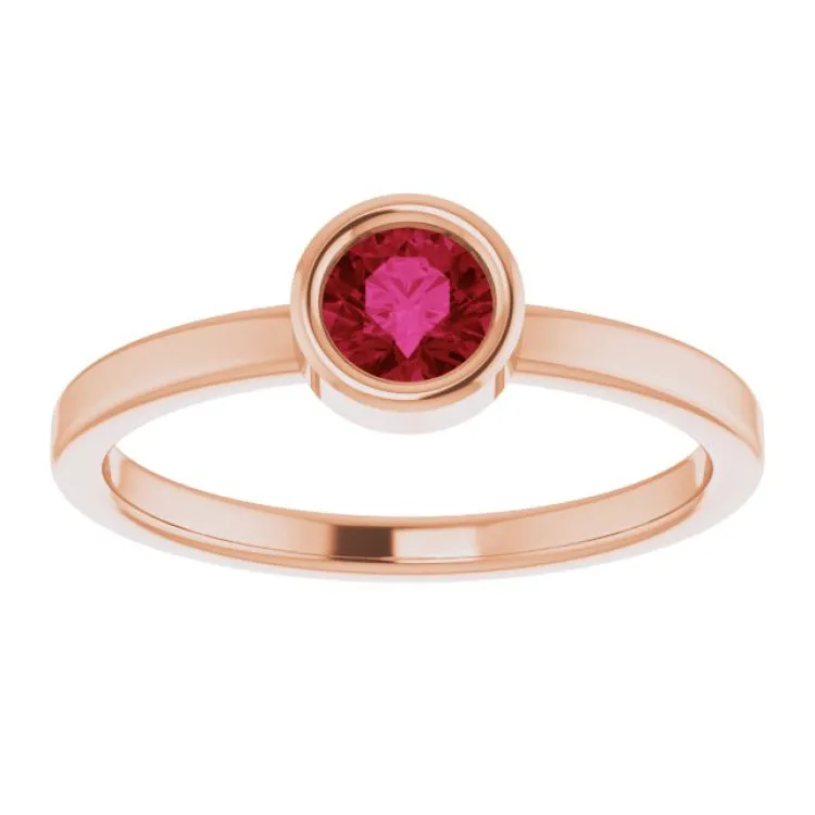 14K Rose 4.5 mm Natural Ruby Ring