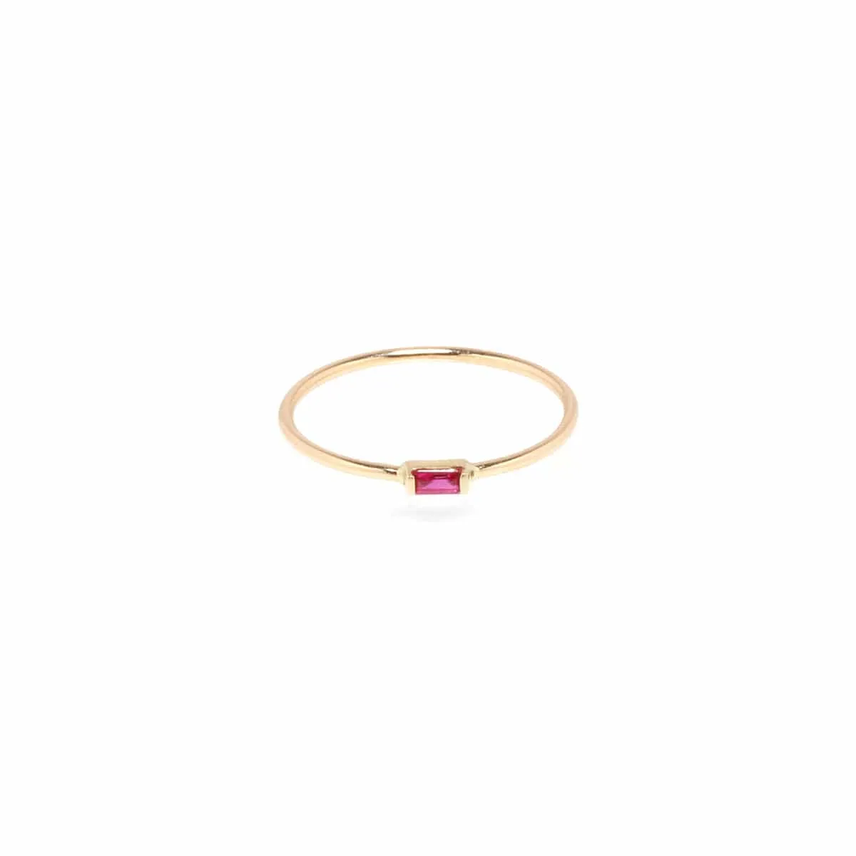 14k Small Horizontal Ruby Baguette Ring