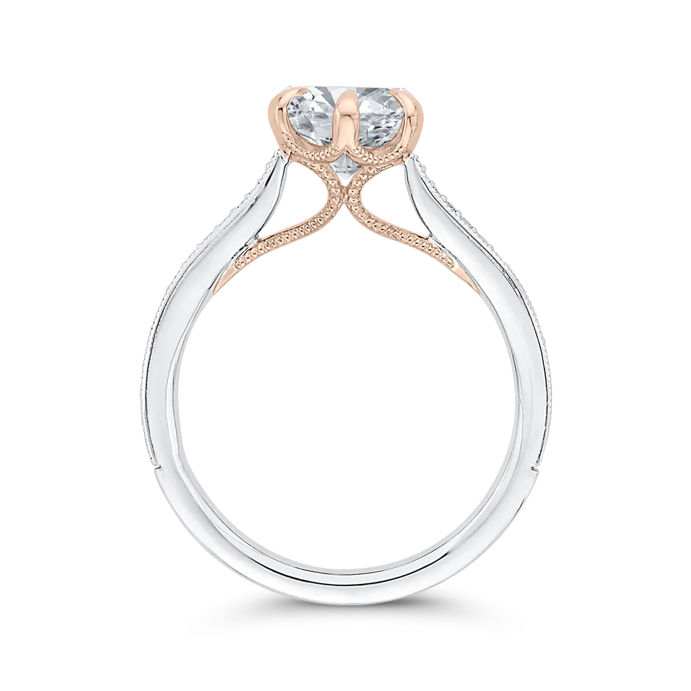 14K Two-Tone Gold Diamond Engagement Ring (Semi-Mount)