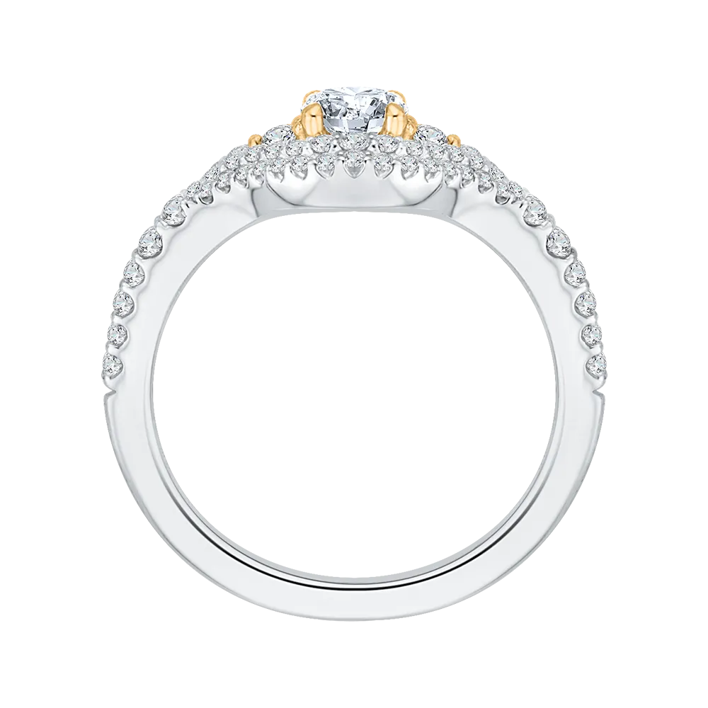 14K Two Tone Gold Round Diamond Engagement Ring