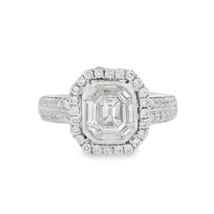 14K White Baguette Diamond Geometric Engagement Ring