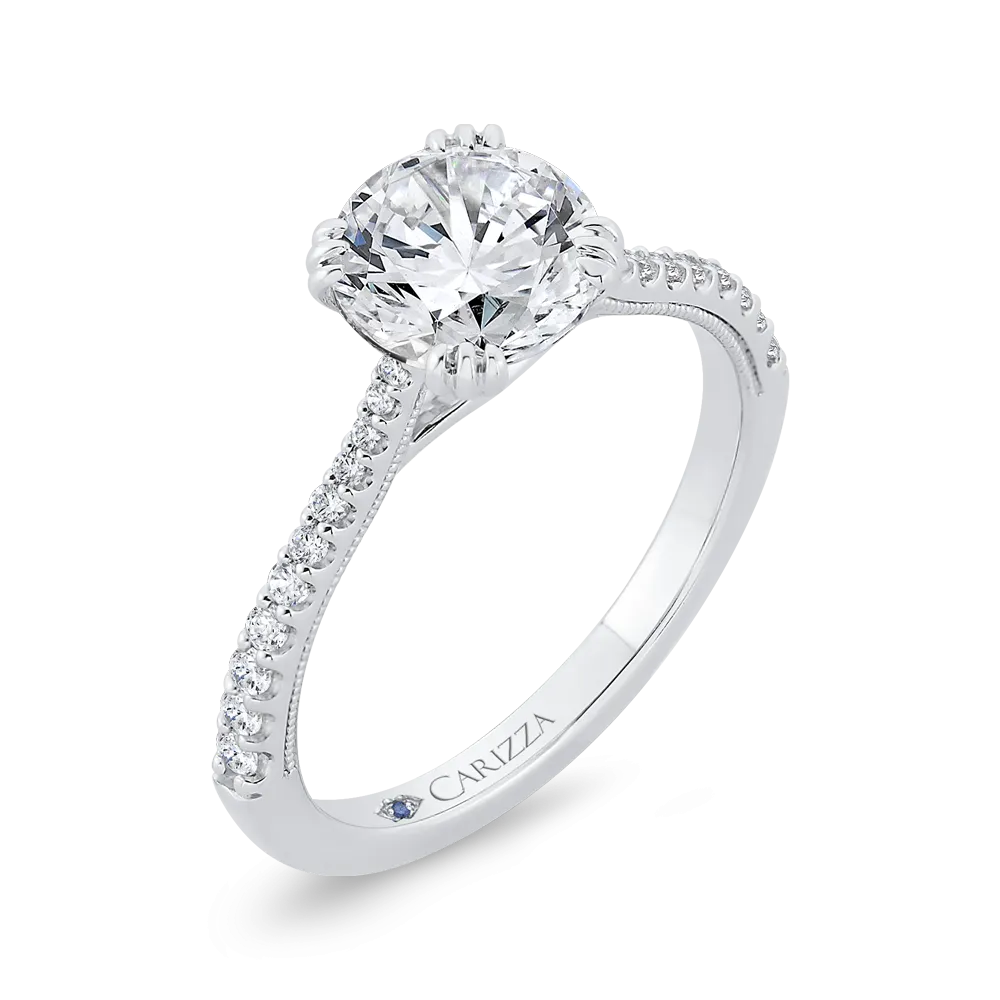 14K White Gold Diamond Engagement Ring (Semi-Mount)