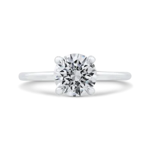 14K White Gold Round Cut Diamond Classic Engagement Ring (Semi-Mount)