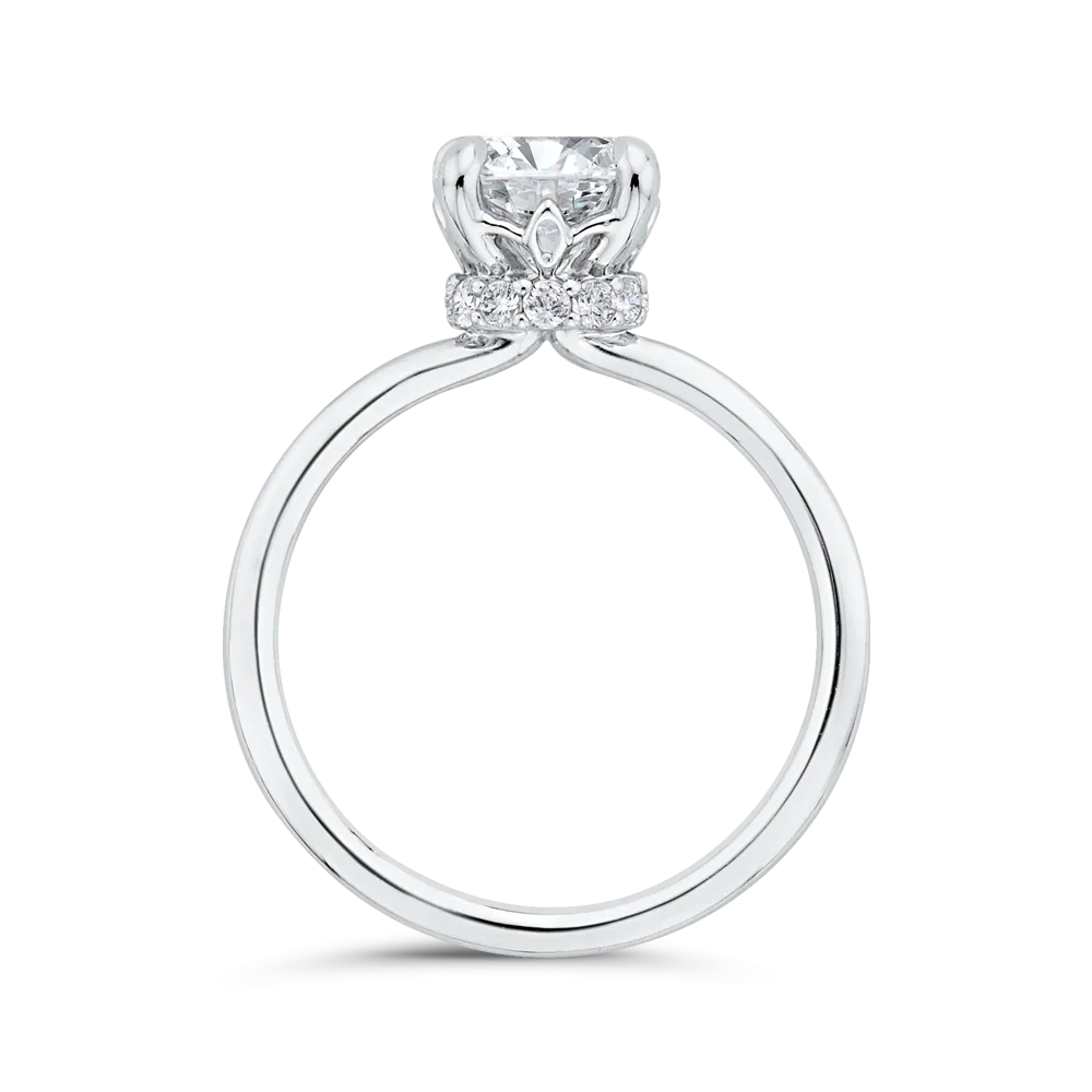 14K White Gold Round Cut Diamond Classic Engagement Ring (Semi-Mount)