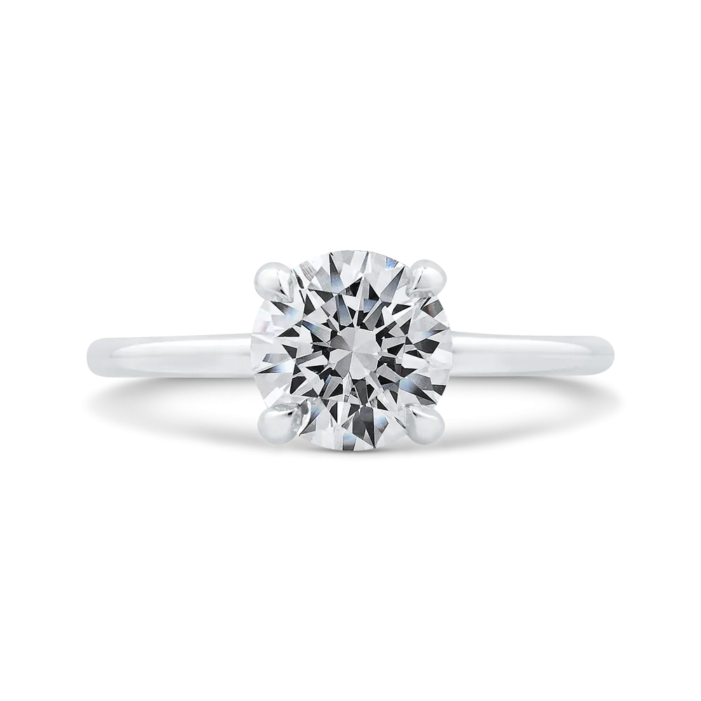 14K White Gold Round Cut Diamond Classic Engagement Ring (Semi-Mount)