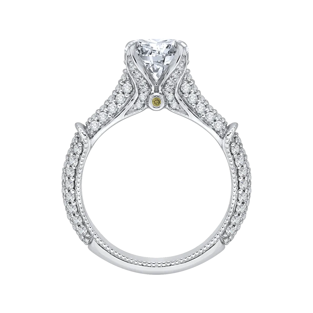 14K White Gold Round Diamond Cathedral Style Engagement Ring (Semi Mount)