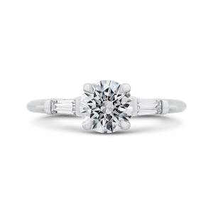 14K White Gold Round Diamond Classic Engagement Ring (Semi Mount)