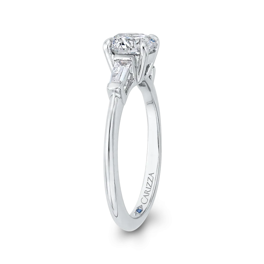 14K White Gold Round Diamond Classic Engagement Ring (Semi Mount)