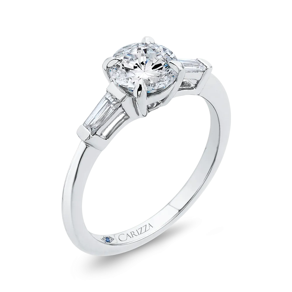 14K White Gold Round Diamond Classic Engagement Ring (Semi Mount)