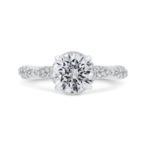 14K White Gold Round Diamond Crossover Shank Engagement Ring (Semi Mount)