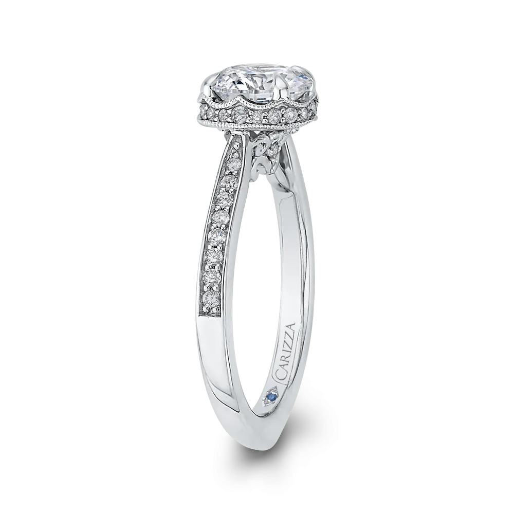 14K White Gold Round Diamond Engagement Ring (Semi Mount)