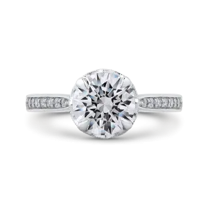 14K White Gold Round Diamond Engagement Ring (Semi Mount)