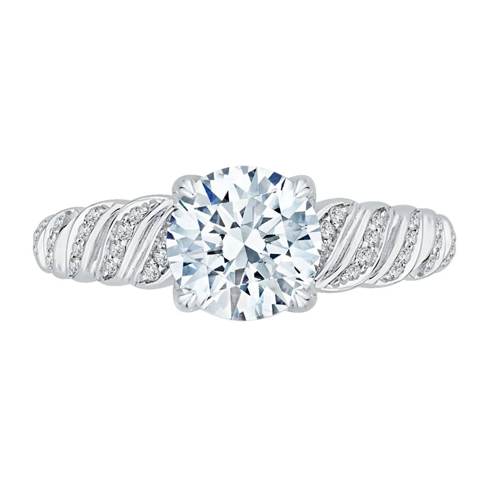 14K White Gold Round Diamond Engagement Ring (Semi Mount)