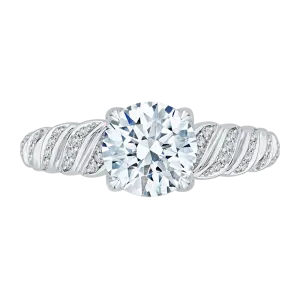 14K White Gold Round Diamond Engagement Ring (Semi Mount)