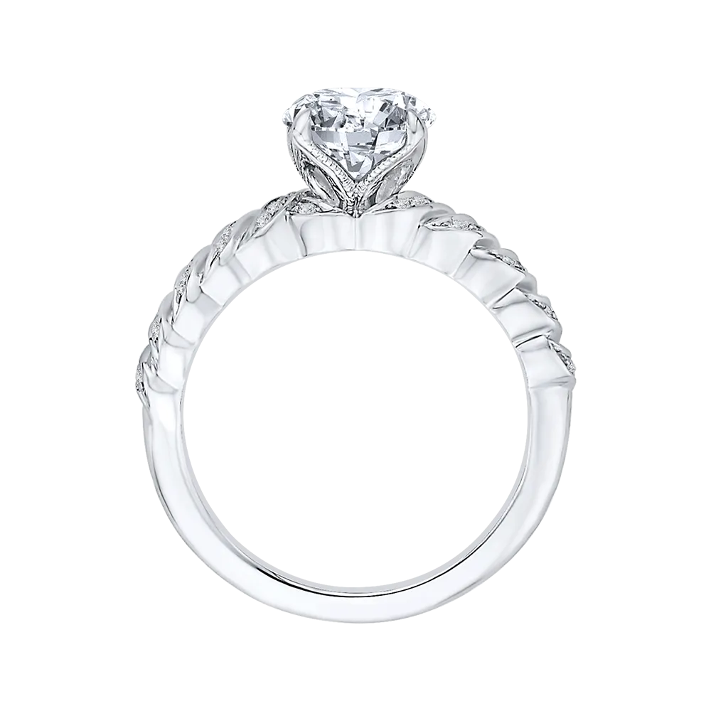 14K White Gold Round Diamond Engagement Ring (Semi Mount)