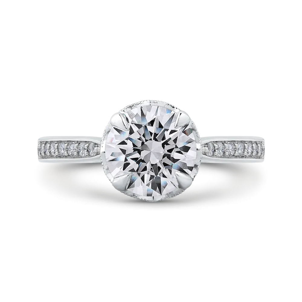 14K White Gold Round Diamond Engagement Ring (Semi Mount)