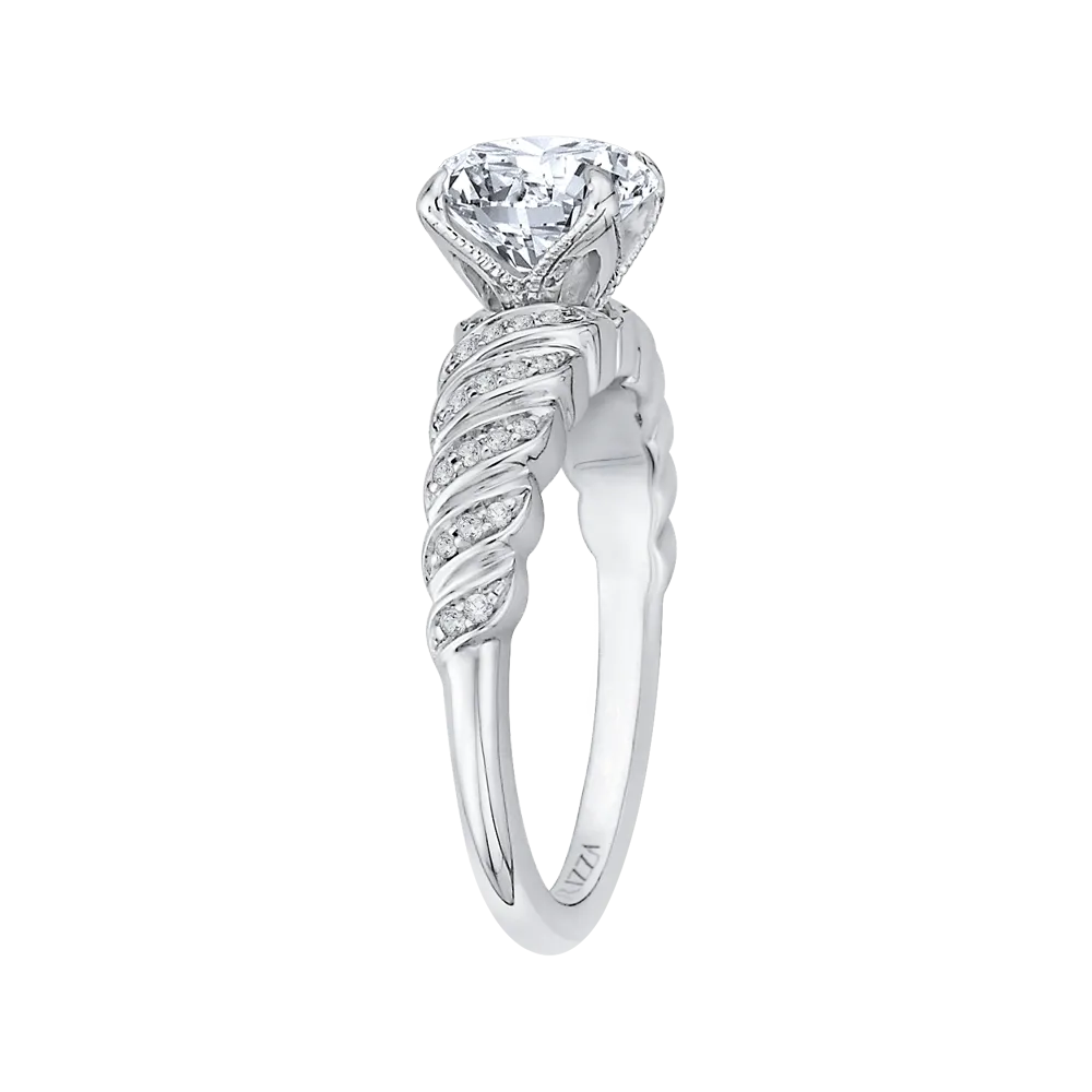 14K White Gold Round Diamond Engagement Ring (Semi Mount)