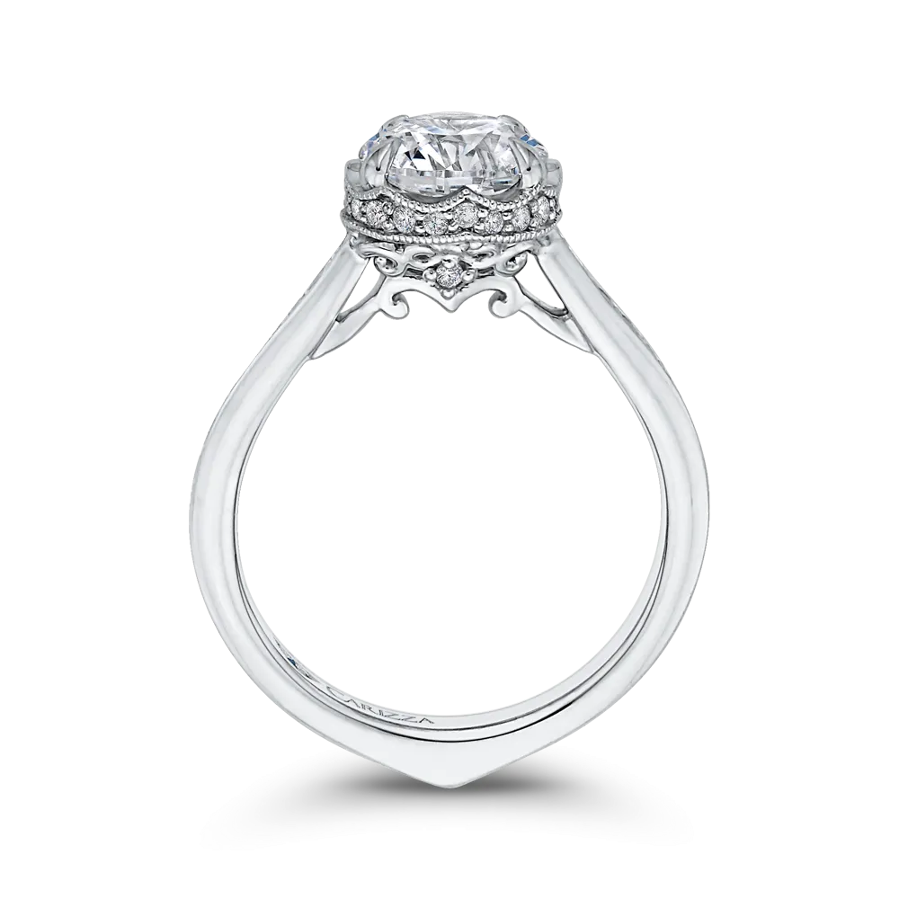 14K White Gold Round Diamond Engagement Ring (Semi Mount)