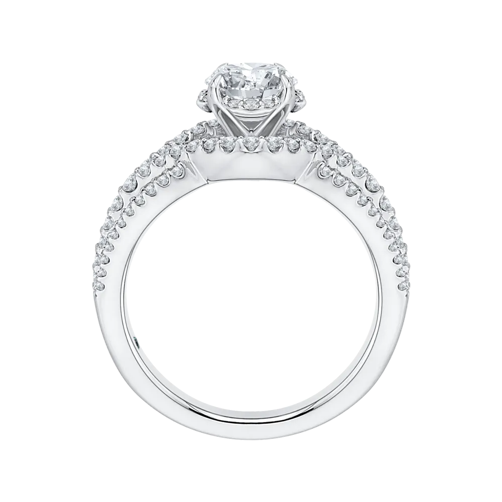 14K White Gold Round Diamond Engagement Ring with Split Shank (Semi Mount)