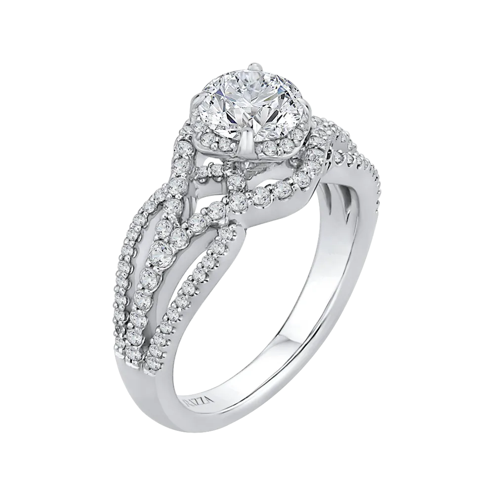 14K White Gold Round Diamond Engagement Ring with Split Shank (Semi Mount)