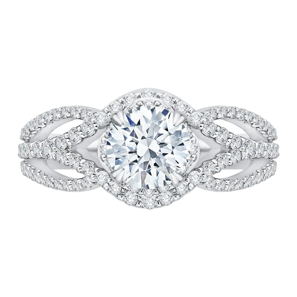 14K White Gold Round Diamond Engagement Ring with Split Shank (Semi Mount)