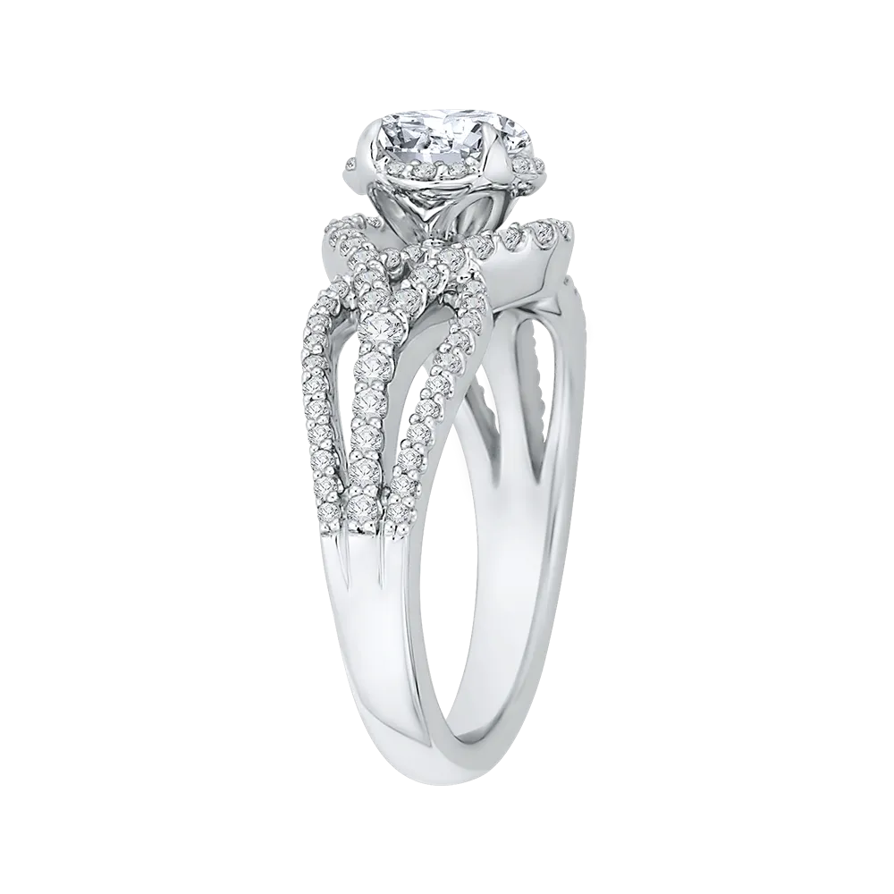 14K White Gold Round Diamond Engagement Ring with Split Shank (Semi Mount)