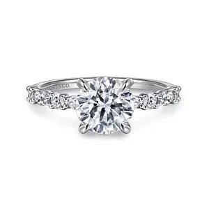 14K White Gold Round Diamond Engagement Ring