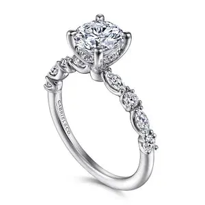 14K White Gold Round Diamond Engagement Ring