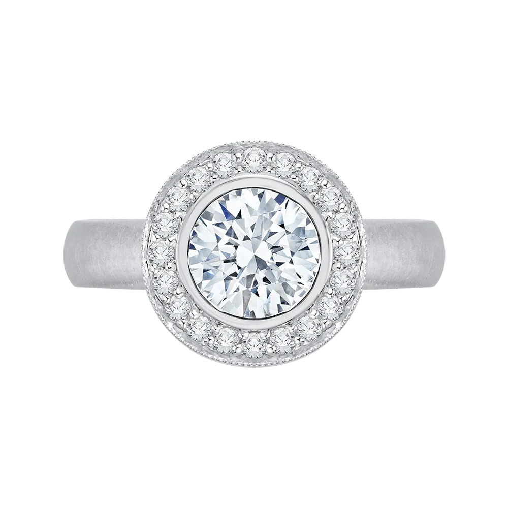 14K White Gold Round Diamond Halo Engagement Ring (Semi Mount)