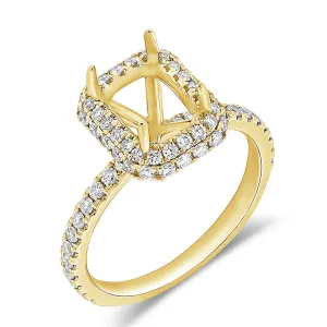 14K Yellow Gold Diamond Emerald/Radiant Halo Mounting