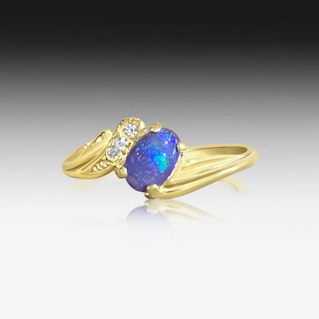 14kt Yellow Gold Black Opal Diamond ring