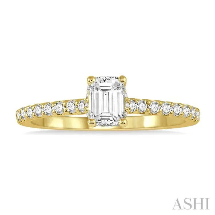 1/5 ctw Round Cut Diamond Semi-Mount Engagement Ring in 14K Yellow Gold