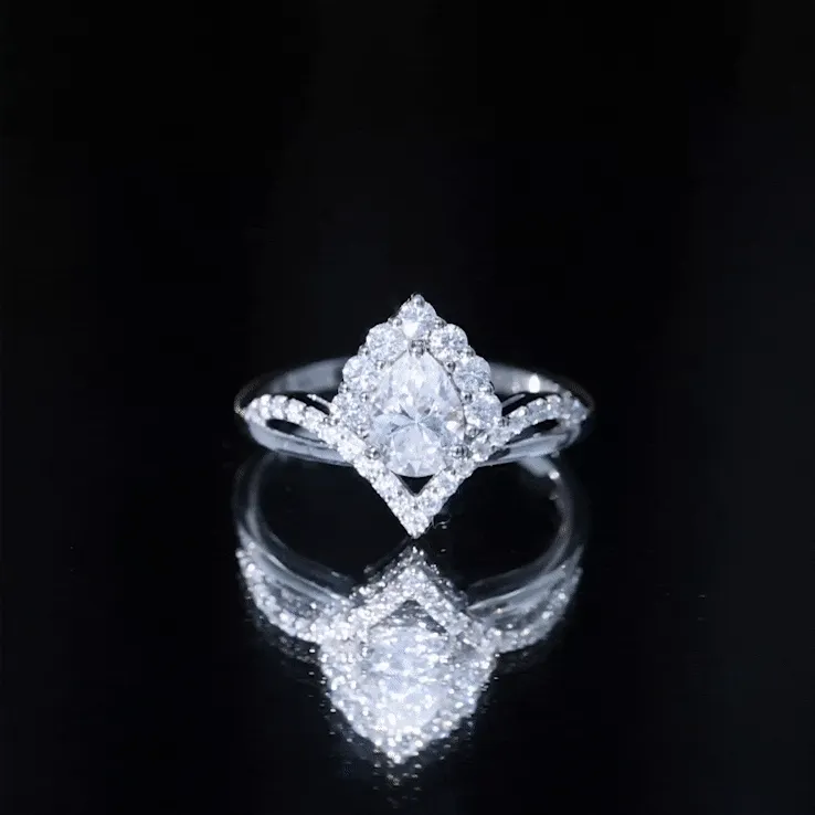 1.50 Carat Pear Solitaire Moissanite Designer Engagement Ring