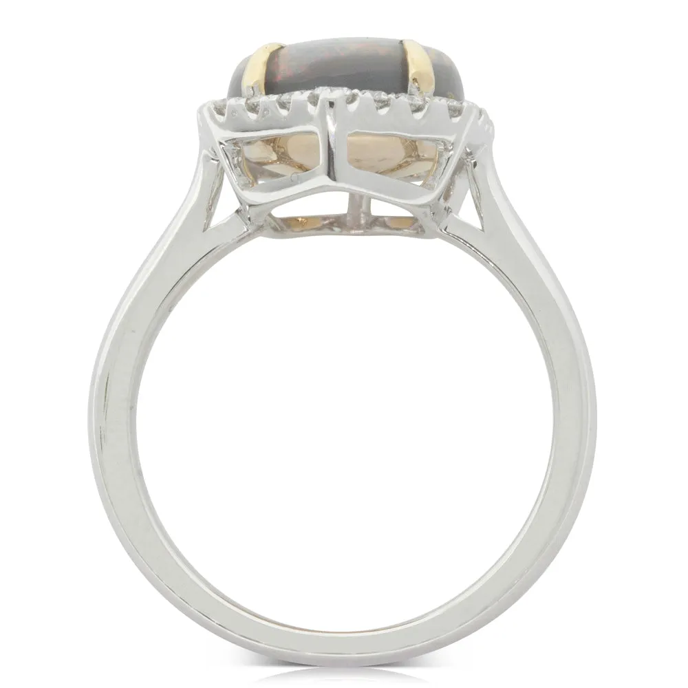 18ct White & Yellow Gold 2.67ct Opal & Diamond Halo Ring