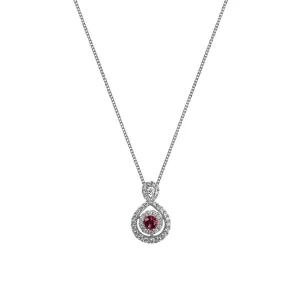 18ct White Gold 0.15ct Ruby And 0.23ct Diamond Pendant Only