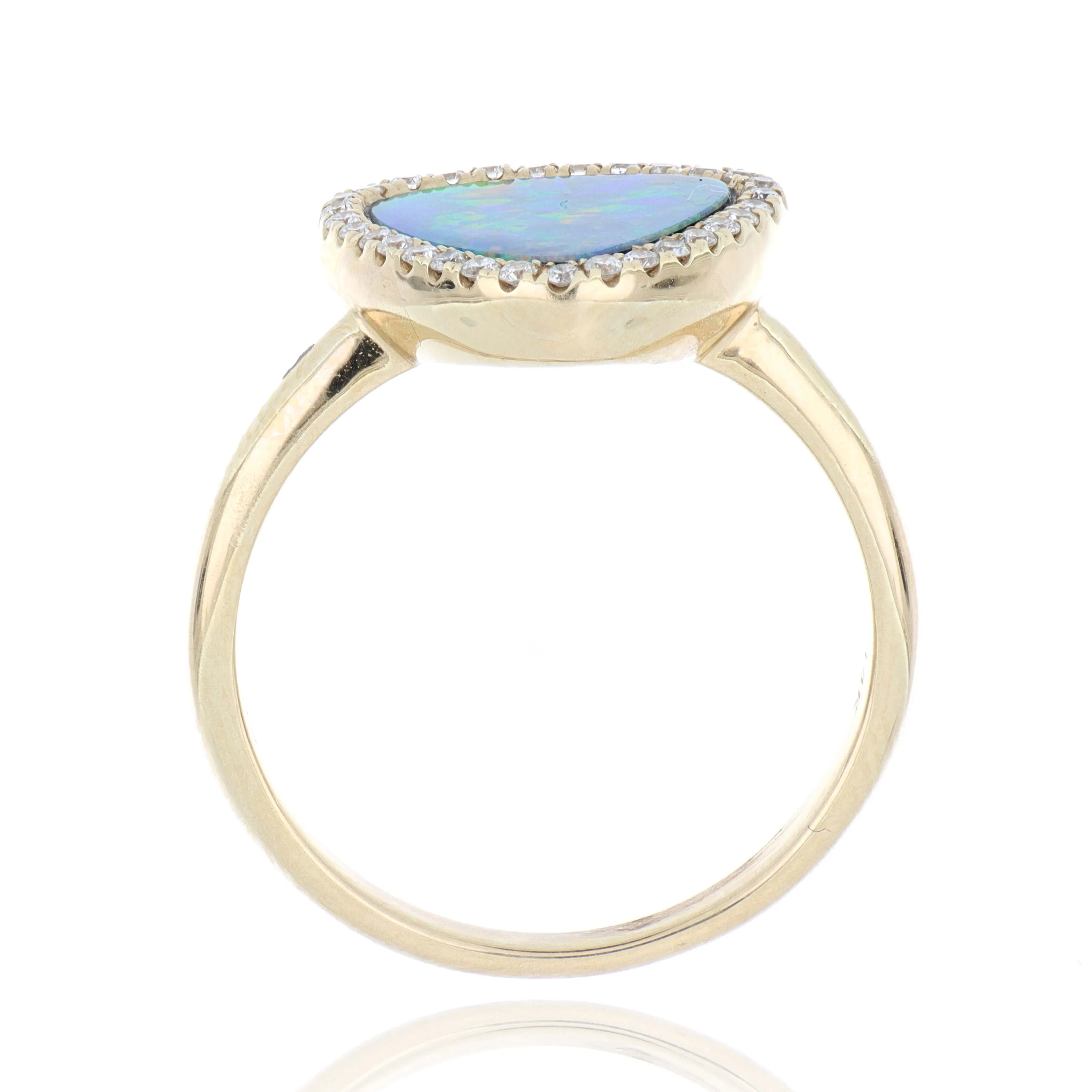 18k Yellow Gold Australian Opal and Diamond Ring