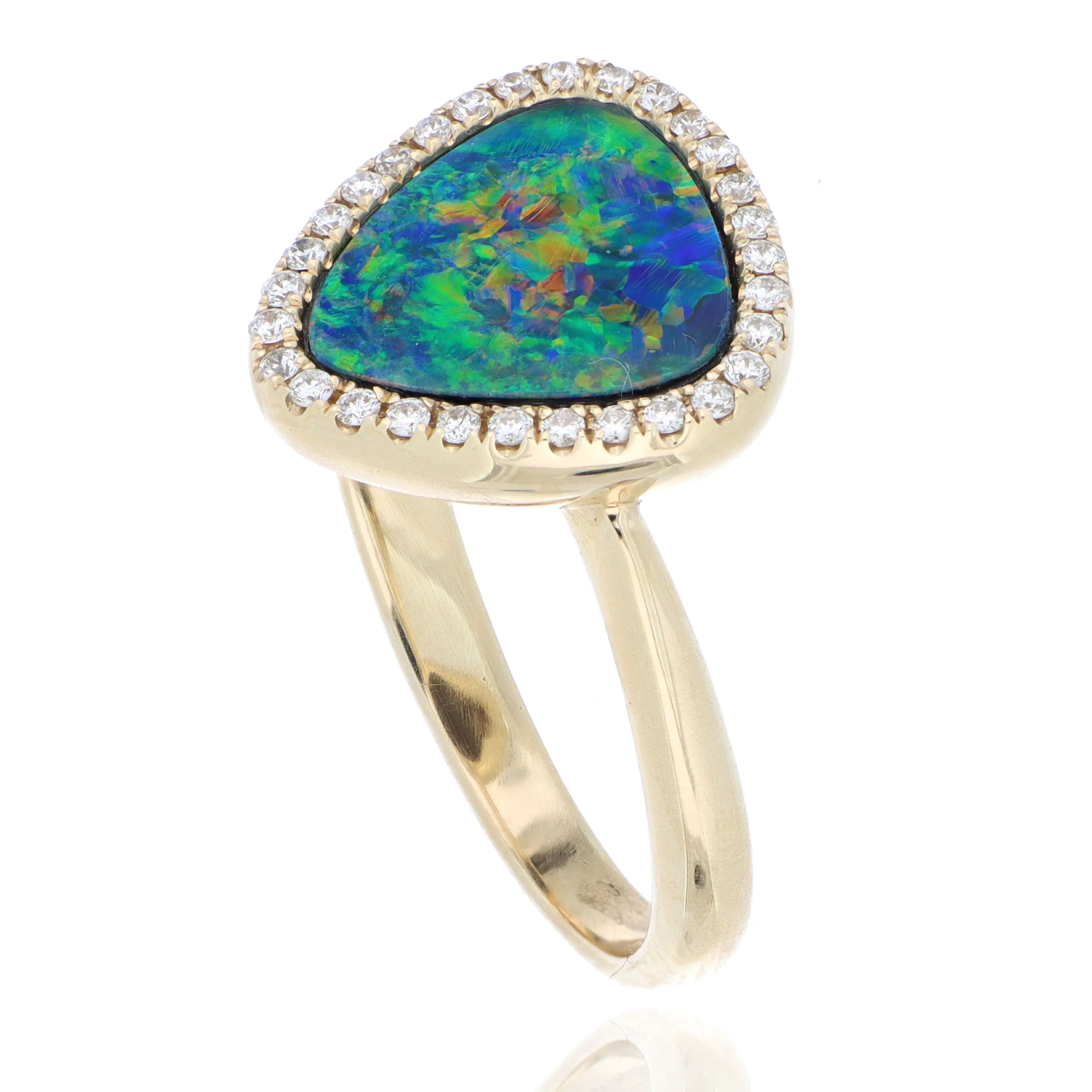 18k Yellow Gold Australian Opal and Diamond Ring