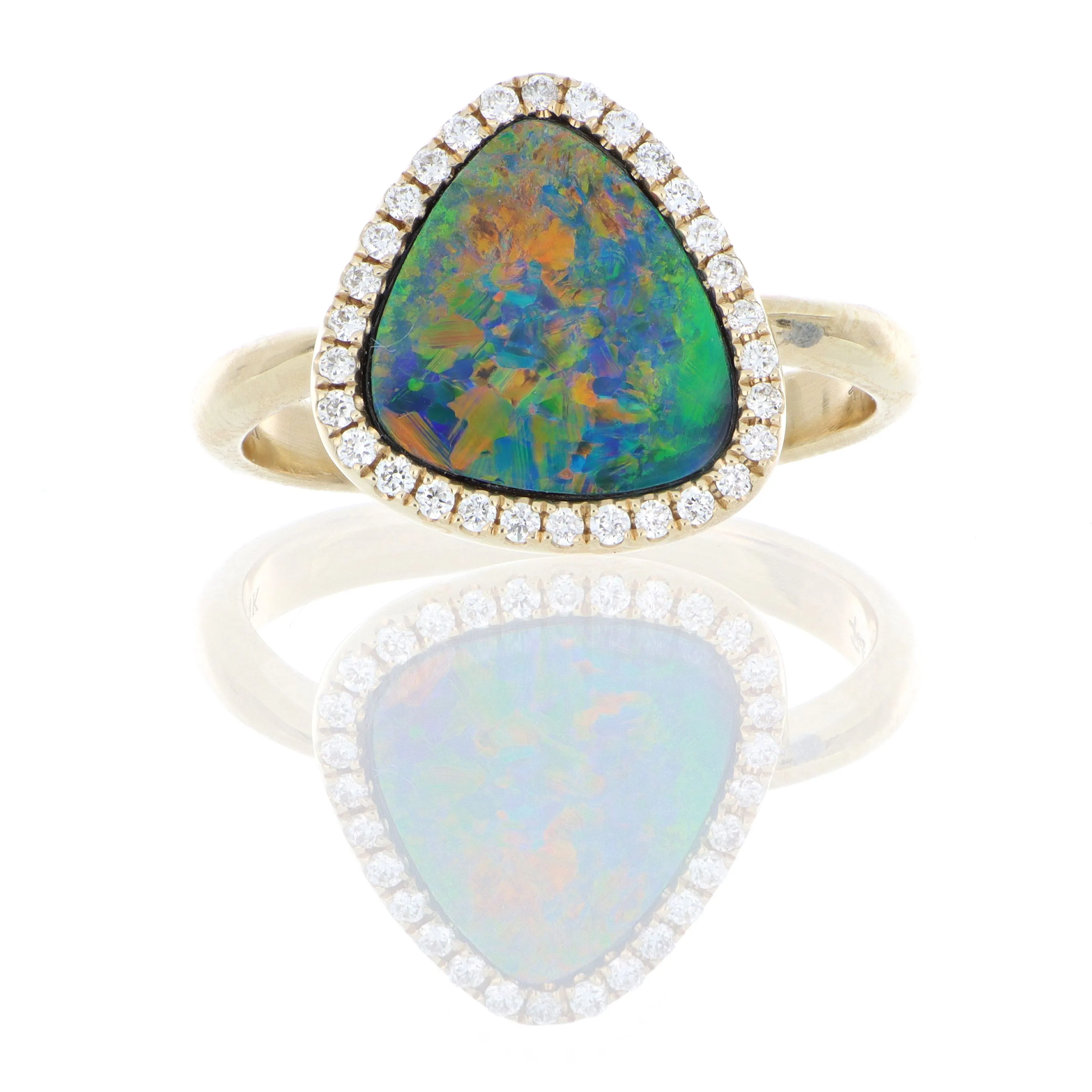 18k Yellow Gold Australian Opal and Diamond Ring