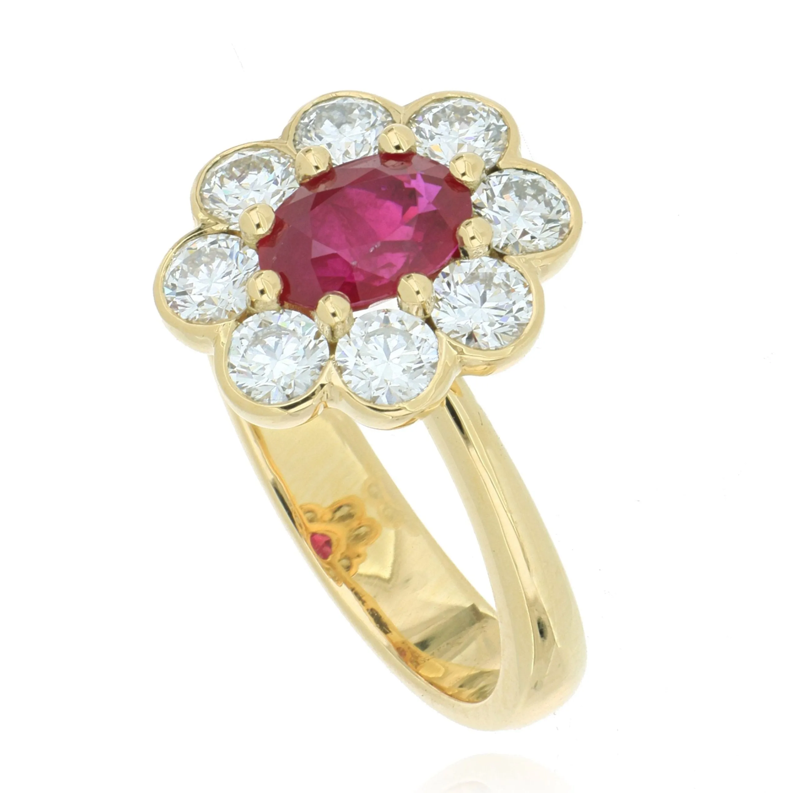 18k Yellow Ruby and Diamond Ring