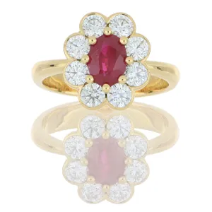 18k Yellow Ruby and Diamond Ring